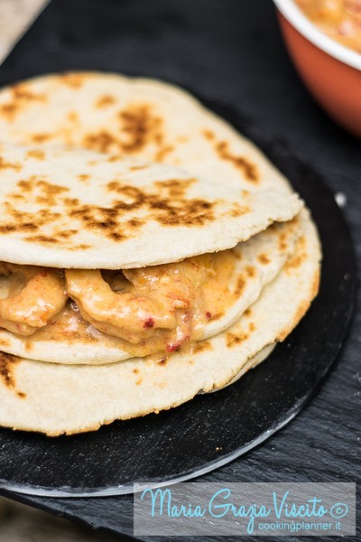 Piadina alla manioca e Camarão Ensopado com Leite de Coco